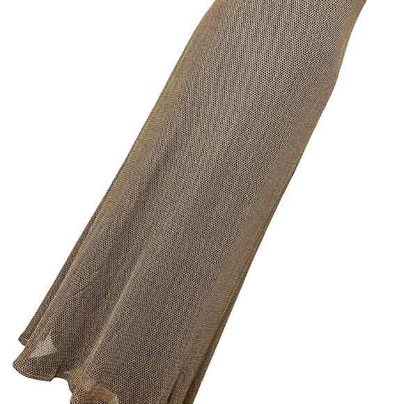 Vintage 90s Gold Glitter Mesh Overlay Maxi Sheath Dress Size 6 / M - Picture 9 of 11